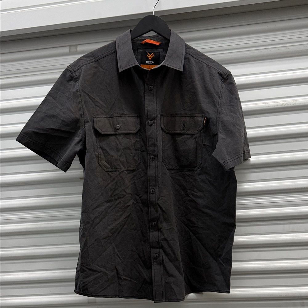 Hawx Men's Grey  Short Sleeve Button Down Shirt